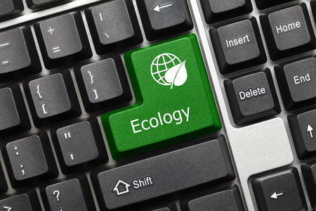 Close-up view on conceptual keyboard - Ecology (green key)の写真素材