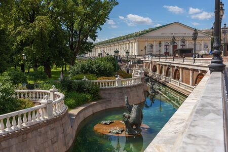 Architectural complex of Manezhnaya Square with sculptures near the Moscow Kremlin. Russia. Tourism and travel.Editorial.のeditorial素材