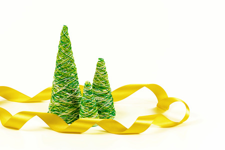 Creative decorative New Year tree of handwork from multi-colored threadsの写真素材