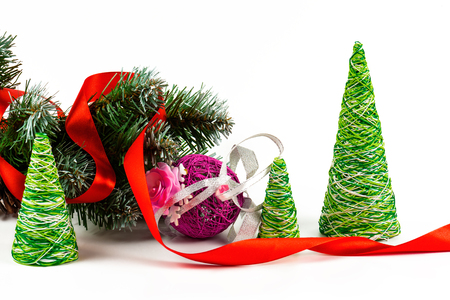Creative decorative New Year tree of handwork from threadsの写真素材