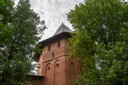 Watchtower and fortress walls of the monastery in Suzdal.の写真素材