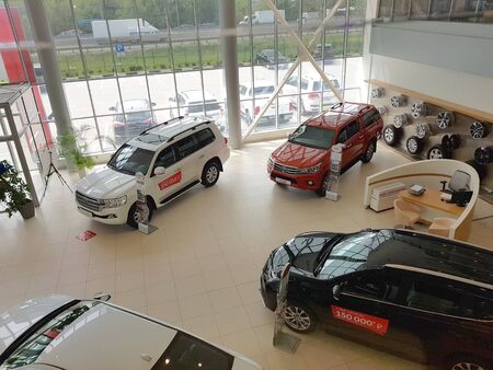 Russia, Moscow, June 2017. Autocentre of Toyota. Interior.のeditorial素材