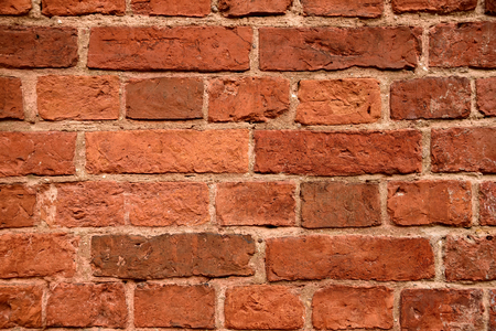 Old red brick wall background. Ancient brick texture.の写真素材