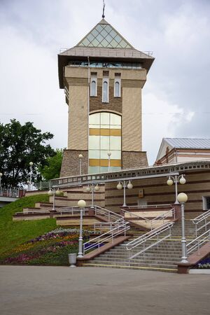 The tower at the entrance to the concert hall in Vitebsk, Belarus.のeditorial素材