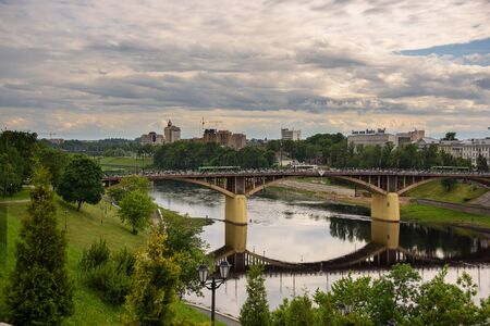 Bridge over the river view of the city of Vitebsk. Belarus, June 2017.の写真素材
