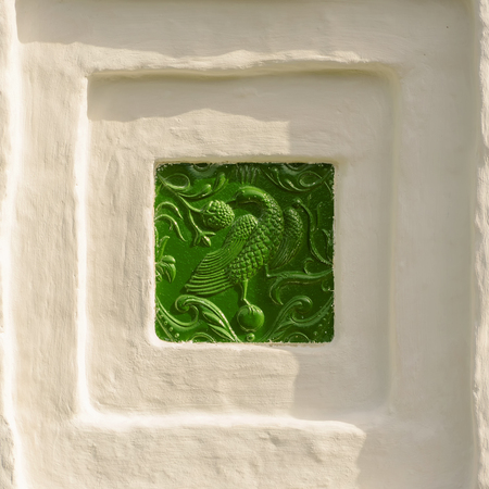 Vintage tiles in the decoration of the old Cathedral in Suzdal.の写真素材