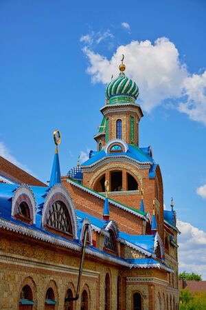 Russia, Kazan June 2019. Colorful Temple Of all Religions in Kazan on a summer day. beautiful universal temple of many religions.の写真素材