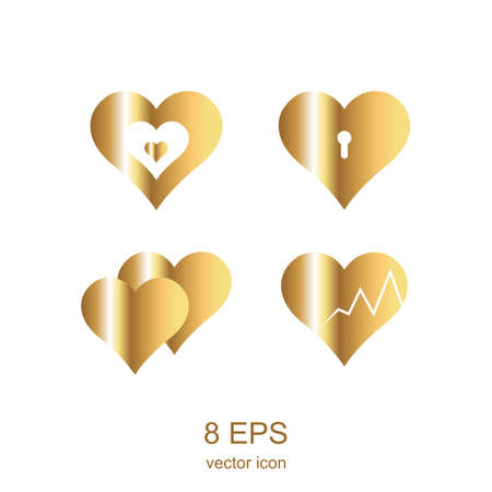 simple gold heart on a white backgroundのイラスト素材