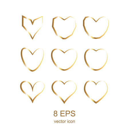 simple gold heart on a white backgroundのイラスト素材