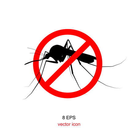 Aedes Aegypti mosquitoes stilt with forbidden sign.のイラスト素材