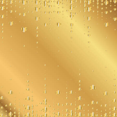 Vector golden heart on gold metallic backgroundのイラスト素材