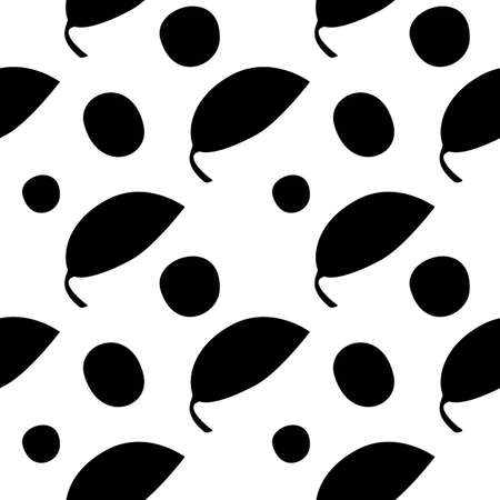 Hand-drawn seamless pattern with leaves and circles.のイラスト素材