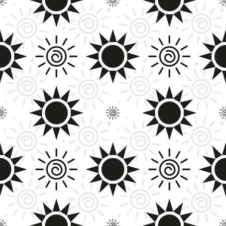 Abstract monochrome Sun Pattern. Vector background