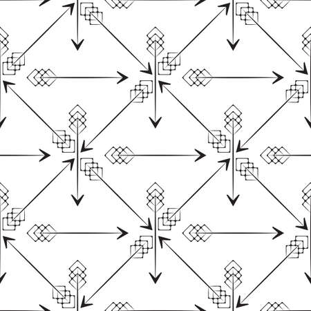 Seamless Black Arrow Pattern. Abstract Monochrome Background. Vector Regular Textureのイラスト素材
