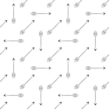 Seamless Black Arrow Pattern. Abstract Monochrome Background. Vector Regular Textureのイラスト素材