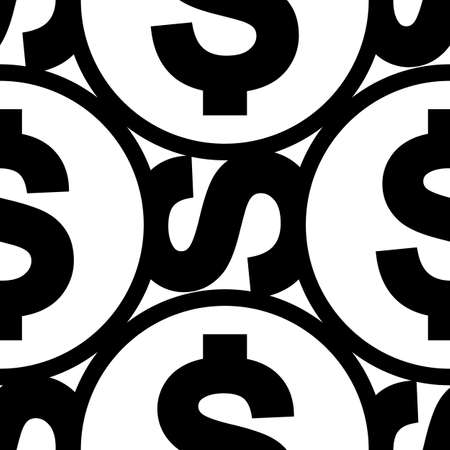 vector money icon seamless pattern, flat design black pictogram isolated on white background, cash symbol, banking and  business signのイラスト素材
