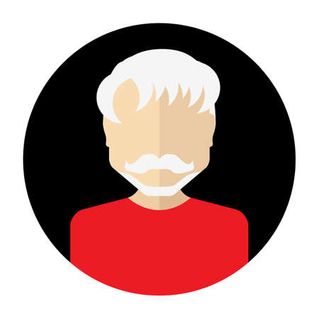 Vector male face avatar,   template, pictogram, button. Round trendy flat icon with man for...