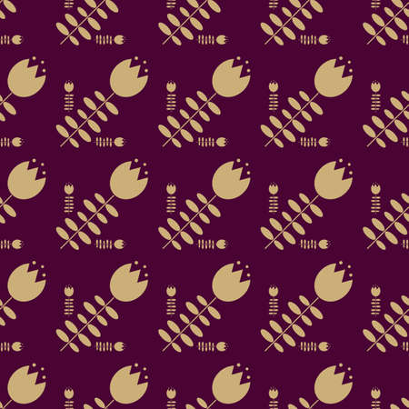 Luxury seamless pattern. Golden tulips on dark background. Elegant flower vector illustration for print, package design, wrapping, textileのイラスト素材