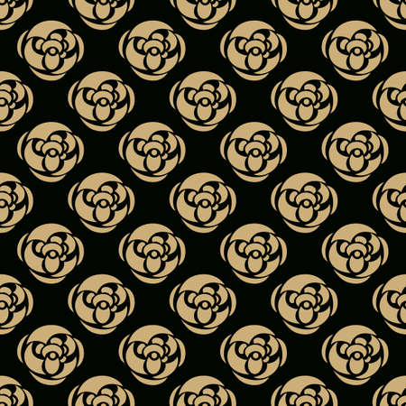 Luxury seamless pattern. Golden flowers on dark background. Elegant vector illustration for print, package design, wrapping, textileのイラスト素材