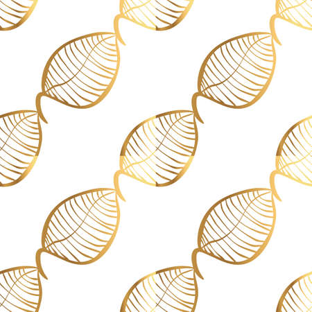 Luxury abstract seamless pattern. Golden leaf on white background. Elegant vector illustration for print, package design, wrapping, textileのイラスト素材