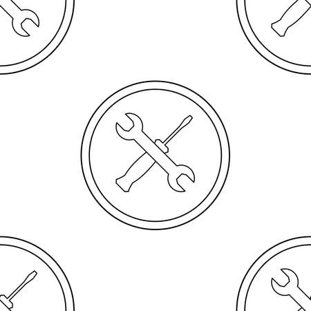 Wrench and screwdriver vector icon seamless patternのイラスト素材
