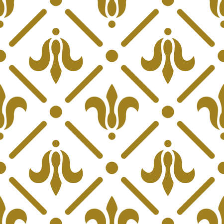 Luxury royal seamless pattern. Golden flowers on white background. Elegant vector illustration for print, package design, wrapping, textileのイラスト素材