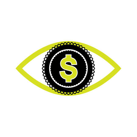 Eye with dollar icon, greed sign, profit or need money symbol isolatedのイラスト素材