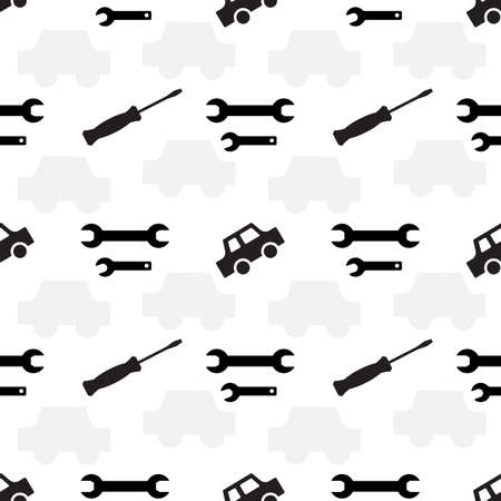 Auto service  vector seamless pattern. Car repair background forのイラスト素材