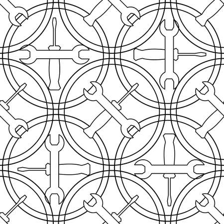 Wrench and screwdriver vector icon seamless patternのイラスト素材