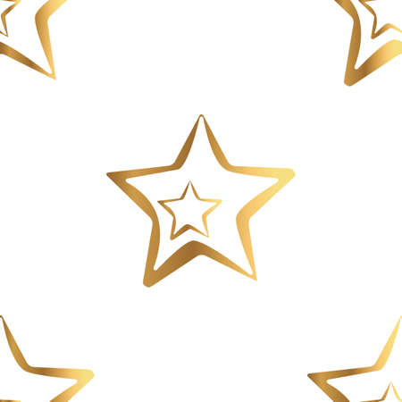 Luxury abstract seamless pattern. Golden stars on white background. Elegant vector illustration for print, package design, wrapping, textileのイラスト素材
