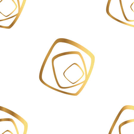 Luxury abstract seamless pattern. Golden geometric figures and lines on white background. Elegant vector illustration for print, package design, wrapping, textileのイラスト素材