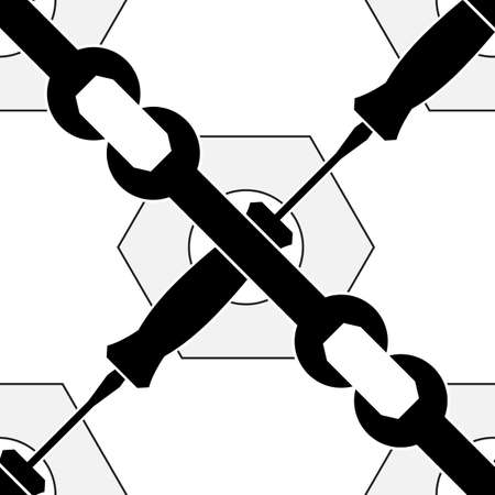 Wrench and screwdriver vector icon seamless patternのイラスト素材
