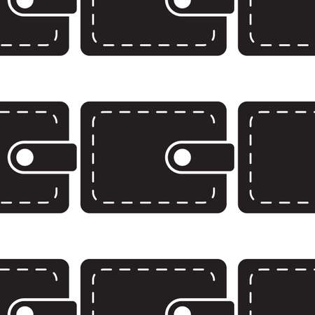 wallet icon  seamless pattern, pouch vector illustration flat design black pictogram isolated on white backgroundのイラスト素材