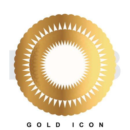 Luxery golden sun icon . Vector illustration of shining symbol isolated on white.のイラスト素材