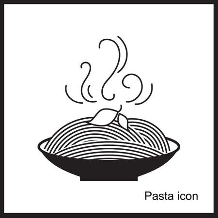 Pastas icon isolated on white. Vector stylized Spaghetti or noodle template for internet, design, decorationのイラスト素材