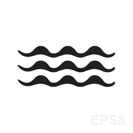 Wave icon vector. Water liquid symbol isolated. Sea, river or oceanic flowing sign. Bending lines.のイラスト素材