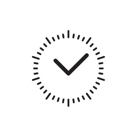 Vector time or clock icon,  template, pictogram. Modern emblem for business, market, shop, internet, design. Trendy simple watch, timepiece or timer, symbol.のイラスト素材