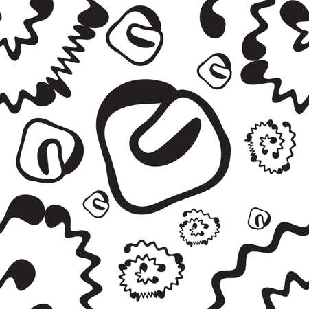 Wave seamless vector pattern. Hand drawn monochrome modern background.のイラスト素材