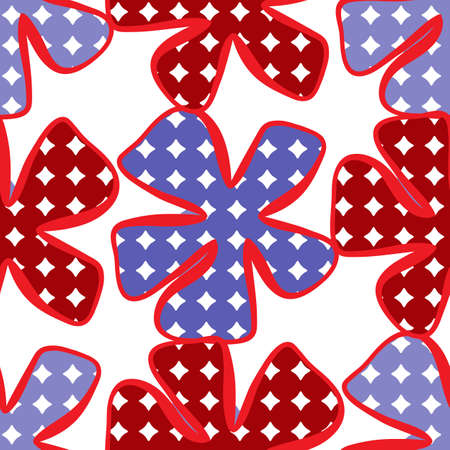 Abstract flower retro  pattern, seamless vector background. Simple vintage repeating texture. Trendy graphic with plant elements.のイラスト素材
