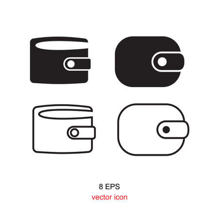 wallet icon, pouch vector illustration flat design black pictogram isolated on white backgroundのイラスト素材