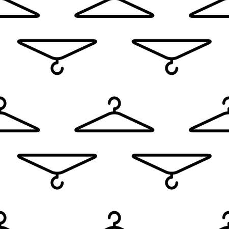 Fashion modern seamless pattern with clothes hangers isolated on white. Vector rack background.のイラスト素材