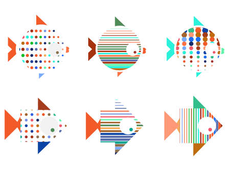 Vector stylized illustration or icon of Fish in the form of arrow or a circle design for the company.のイラスト素材