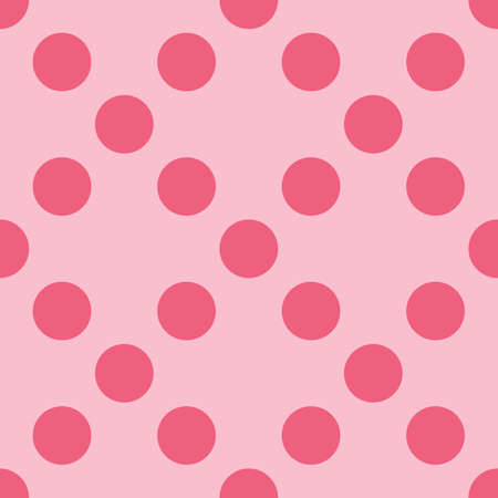 Trendy colour polka dot seamless pattern. Dots fashion with red circles on pink backgroundのイラスト素材