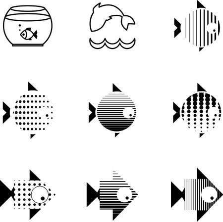 Vector stylized illustration or icon of Fish in the form of arrow or a circle design for the company.のイラスト素材