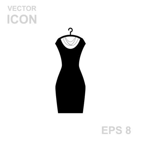 Little black dress on a hanger. Vector Icon Isolated on White Background.のイラスト素材