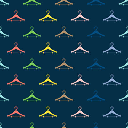 Vector seamless clothes hanger pattern on dark background. Textile multicolor printのイラスト素材
