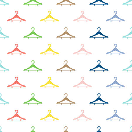 Simple hanger retro varicoloured pattern. Vector seamless green, blue and red rack backgroundのイラスト素材