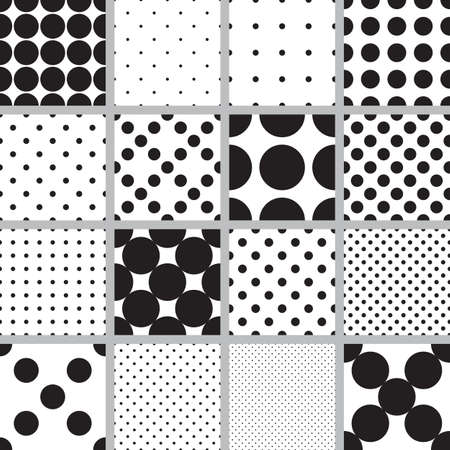 Abstract monochrome geometric pattern, seamless background. Simple black and white repeating texture with dots, circle, ball or point.のイラスト素材