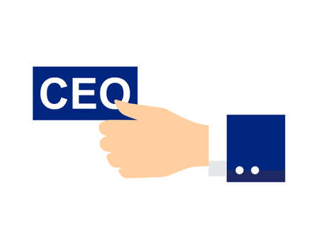Businessman's hand with a business card that says CEO. Ceo icon or symbol