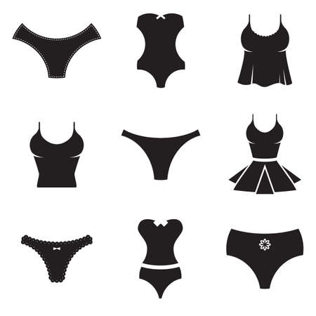 Set of women underwear vector icon isolated on whiteのイラスト素材